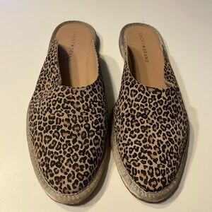Lucky Brand size 10 slip on slides brown animal print